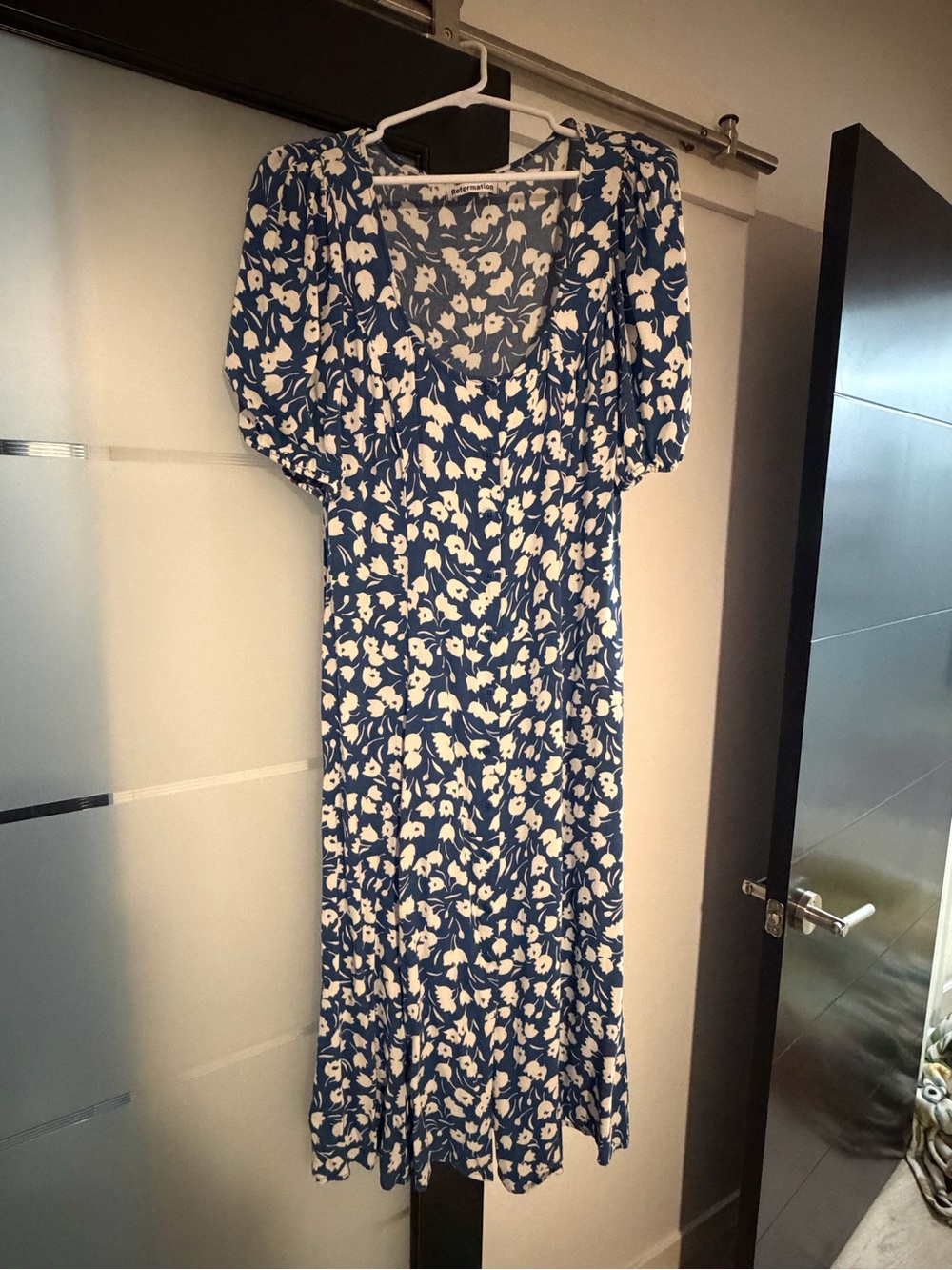 Reformation | Dresses | Reformation Navy Blue And White Floral Midi Dress